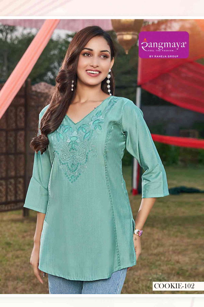 Cookie By Rangmaya Rayon Tunic Ladies Top Wholesale Market In Surat